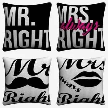 Mr Right Mrs Always Right Decorative Linen Cushion Cover Pillow Case For Sofa 45x45cm Home Decor Throw Pillowcase Almofada 
Mr Right Mrs Always Right Decorative Linen Cushion Cover Pillow Case For Sofa 45x45cm Home Decor Throw Pillowcase Almofada