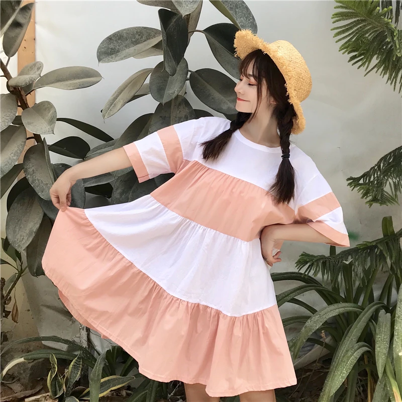 Women Striped Kawaii Dress Preppy Style Female Sweet O-Neck Ruffles A-Line Dress Ladies Oversized Knee-Length Dresses Vestidos
Women Striped Kawaii Dress Preppy Style Female Sweet O-Neck Ruffles A-Line Dress Ladies Oversized Knee-Length Dresses Vestidos