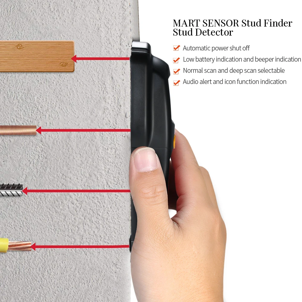 SMART SENSOR Stud Finder Stud Detector Digital Wall Detector Metal Detector AC Wire Detector
SMART SENSOR Stud Finder Stud Detector Digital Wall Detector Metal Detector AC Wire Detector