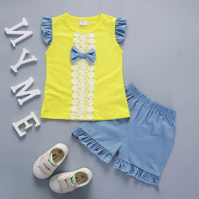 Summer Casual Girls Clothing Kids Clothes Lovely Lace Bow Decoration T-Shirt Shorts 2pcs/Sets Infant Children Costume Tracksuits
Summer Casual Girls Clothing Kids Clothes Lovely Lace Bow Decoration T-Shirt Shorts 2pcs/Sets Infant Children Costume Tracksuits