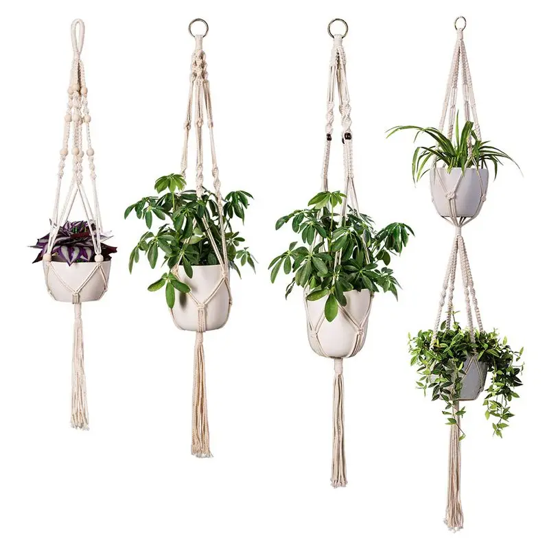 4 упаковки макраме для растений вешалок разных дизайнов Настенное подвесное