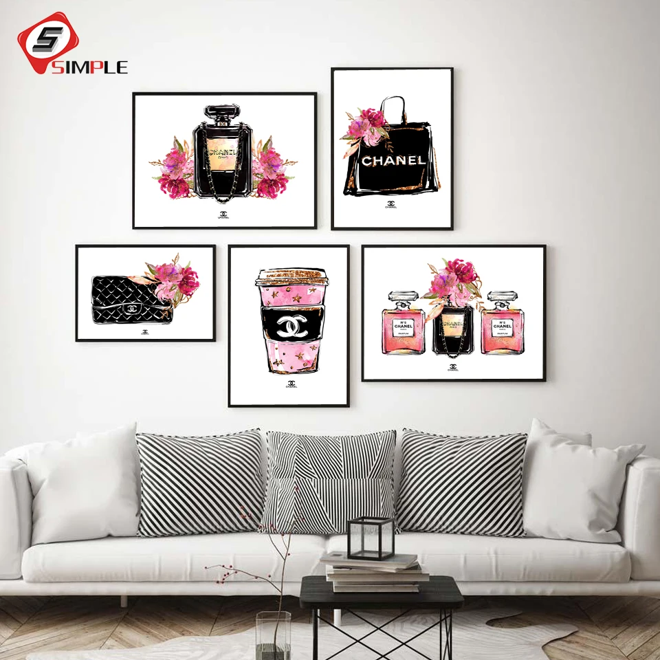 Perfume Wall Art Water Color coco Posters and Prints Modern lady Fashion Flower Purse Coffee Cup Pictures For Girl Room Cuadros
Perfume Wall Art Water Color coco Posters and Prints Modern lady Fashion Flower Purse Coffee Cup Pictures For Girl Room Cuadros