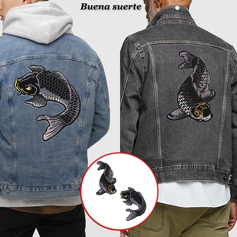 Big LUCKY Carp Black Fish Iron on Embroidered Patches Stripes for Clothing DIY Applique Stickers Sew Badges Patchwork National
Big LUCKY Carp Black Fish Iron on Embroidered Patches Stripes for Clothing DIY Applique Stickers Sew Badges Patchwork National