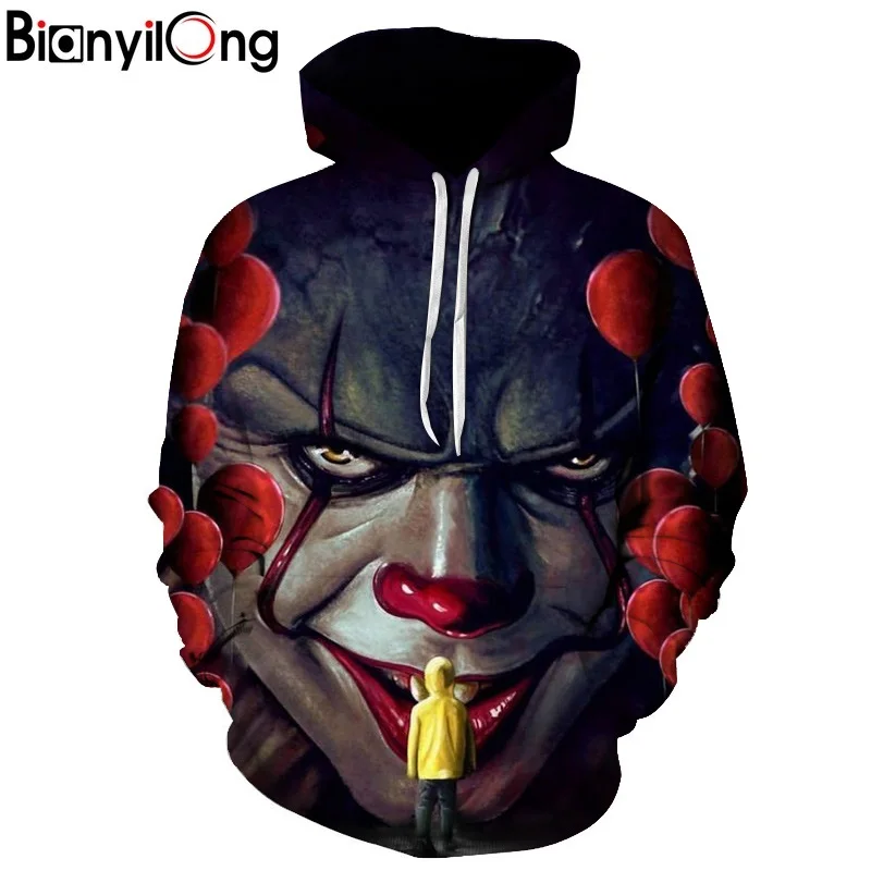 BIANYILONG Horror Movie Wise Clown Joker Print 3D Hoodies Men Hat Sweatshirts Hombre Boys Hiphop Tracksuit Jacket Coat Clothes
BIANYILONG Horror Movie Wise Clown Joker Print 3D Hoodies Men Hat Sweatshirts Hombre Boys Hiphop Tracksuit Jacket Coat Clothes