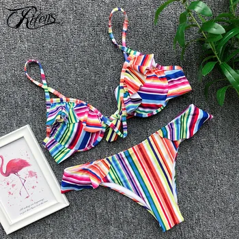 Urifens Biquini 2019 V Design Rainbow Brazilian Bikini Push Up Underwire Sexy Swimwear Women Dot Print High Waist Swimsuit LKN16
Urifens Biquini 2019 V Design Rainbow Brazilian Bikini Push Up Underwire Sexy Swimwear Women Dot Print High Waist Swimsuit LKN16