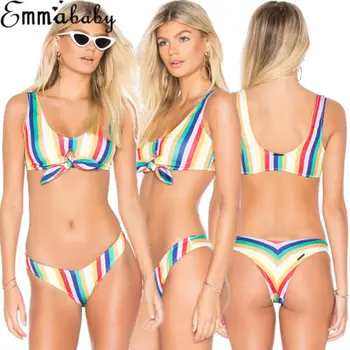 Sexy New Women Colorful Striped High Waisted Bikini Sets Push Up Padded Swimsuit Bathing Suit Swimwear
Sexy New Women Colorful Striped High Waisted Bikini Sets Push Up Padded Swimsuit Bathing Suit Swimwear