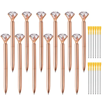 12 Pieces Big Diamond Crystal Ballpoint Pens And 12 Pieces Ballpoint Pen Refills,Black Ink(Rose Gold)
12 Pieces Big Diamond Crystal Ballpoint Pens And 12 Pieces Ballpoint Pen Refills,Black Ink(Rose Gold)
