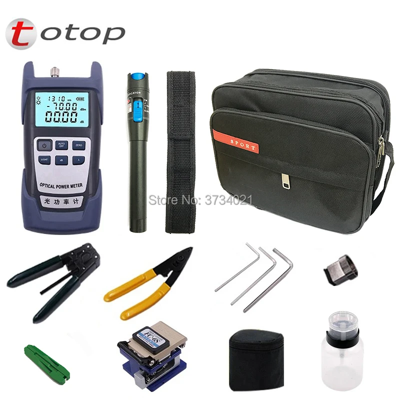 12Pcs/Set fiber optic ftth tool kit with FC-6S Fiber cutter, Optical Power Meter, Visual Fault Locator 5KM, Wire stripper etc
12Pcs/Set fiber optic ftth tool kit with FC-6S Fiber cutter, Optical Power Meter, Visual Fault Locator 5KM, Wire stripper etc