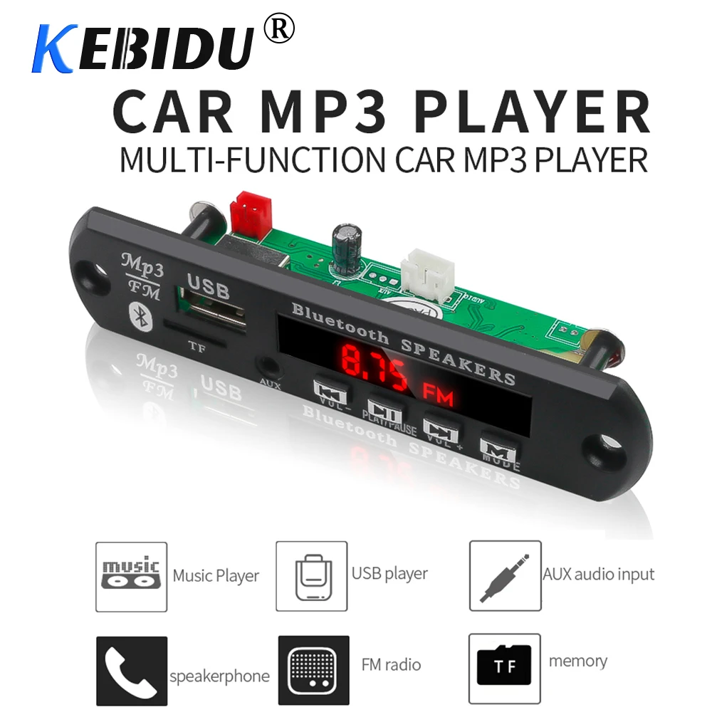 KEBIDU Wireless Bluetooth 5V 12V MP3 WMA Decoder Board Audio Module USB TF Radio With Remote For Car For Audio Accessories
KEBIDU Wireless Bluetooth 5V 12V MP3 WMA Decoder Board Audio Module USB TF Radio With Remote For Car For Audio Accessories