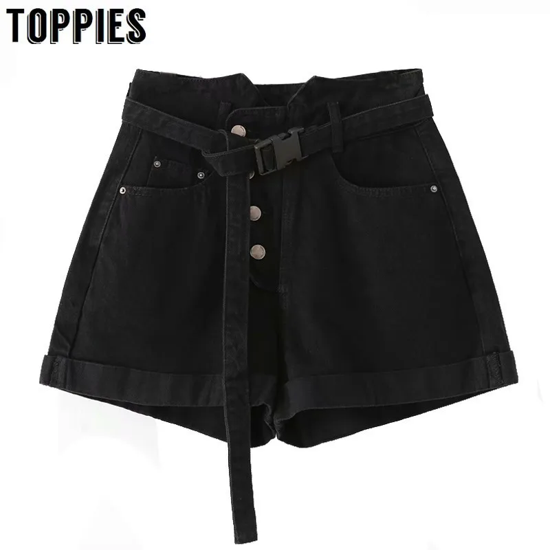 Women Black Denim Shorts Classic Buckle Belt Wide Leg Jeans High Waist Summer Shorts Single Breasted Streetwear
Women Black Denim Shorts Classic Buckle Belt Wide Leg Jeans High Waist Summer Shorts Single Breasted Streetwear