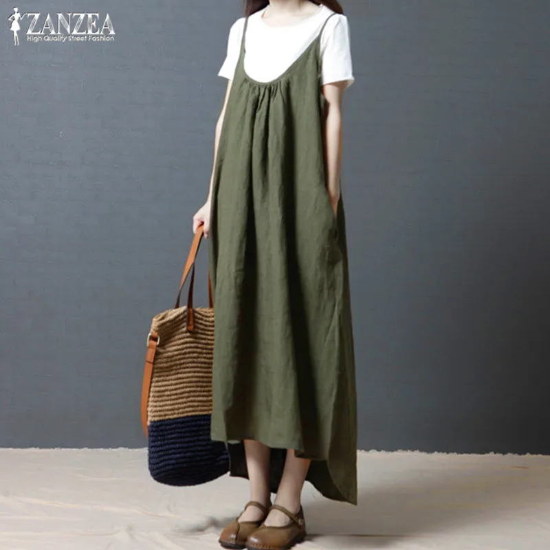 Suspender Shirt Dress ZANZEA 2019 Summer Women's Sundress Vintage Asymmetrical Midi Dress Female Casual Robe Femme Plus Size 5XL
Suspender Shirt Dress ZANZEA 2019 Summer Women's Sundress Vintage Asymmetrical Midi Dress Female Casual Robe Femme Plus Size 5XL