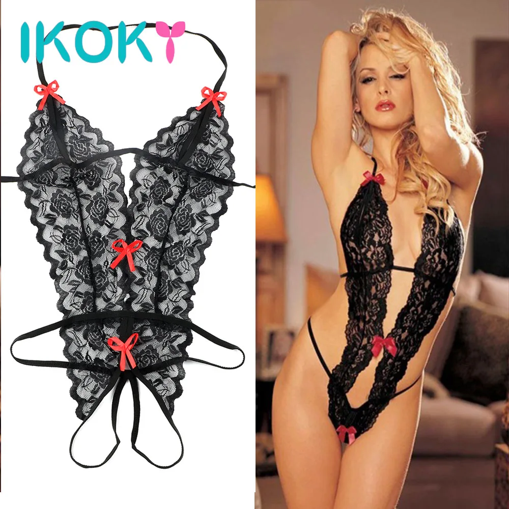 

IKOKY Sexy Lingerie G-string Lace Siamese Perspective Three-Point Underwear Sexy Costumes Erotic Lingerie Adult Products
