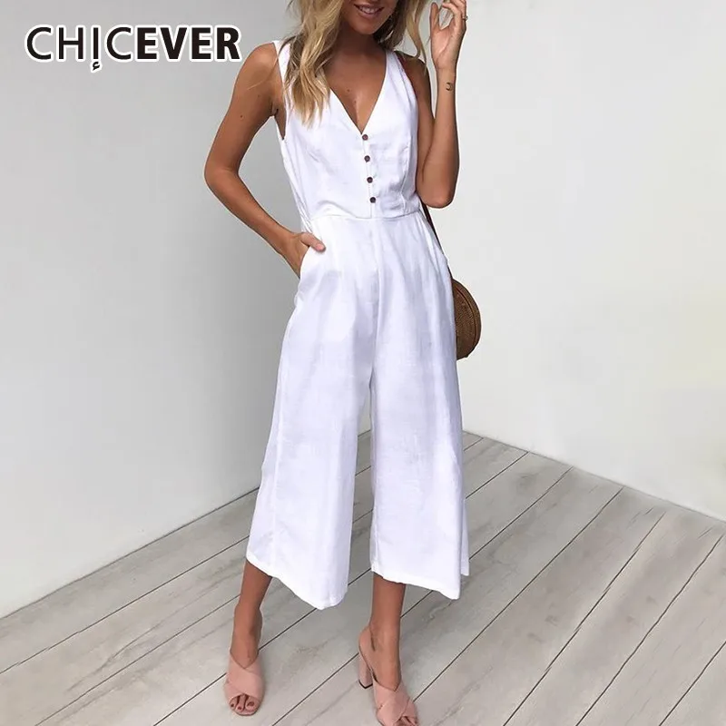 CHICEVER Summer Casual Solid Women Jumpsuit V Neck Tank Backless Zipper Pockets Loose Slim Ankle Length Female Jumpsuits 2019
CHICEVER Summer Casual Solid Women Jumpsuit V Neck Tank Backless Zipper Pockets Loose Slim Ankle Length Female Jumpsuits 2019