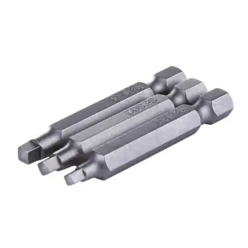 3pcs 50mm 1/4 Inch Metal Magnetic Square Head Screwdriver Bits Hand Tools