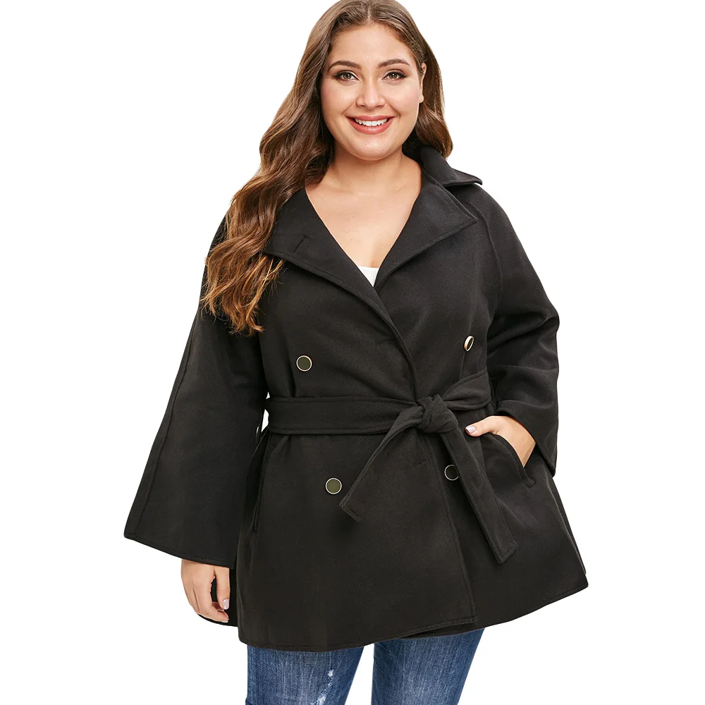 2019 Winter Coats Plus Size Women black Double Breast Belt Jackets Autumn Slim Outerwear Fashion Female Warm Windproof Overcoats
2019 Winter Coats Plus Size Women black Double Breast Belt Jackets Autumn Slim Outerwear Fashion Female Warm Windproof Overcoats