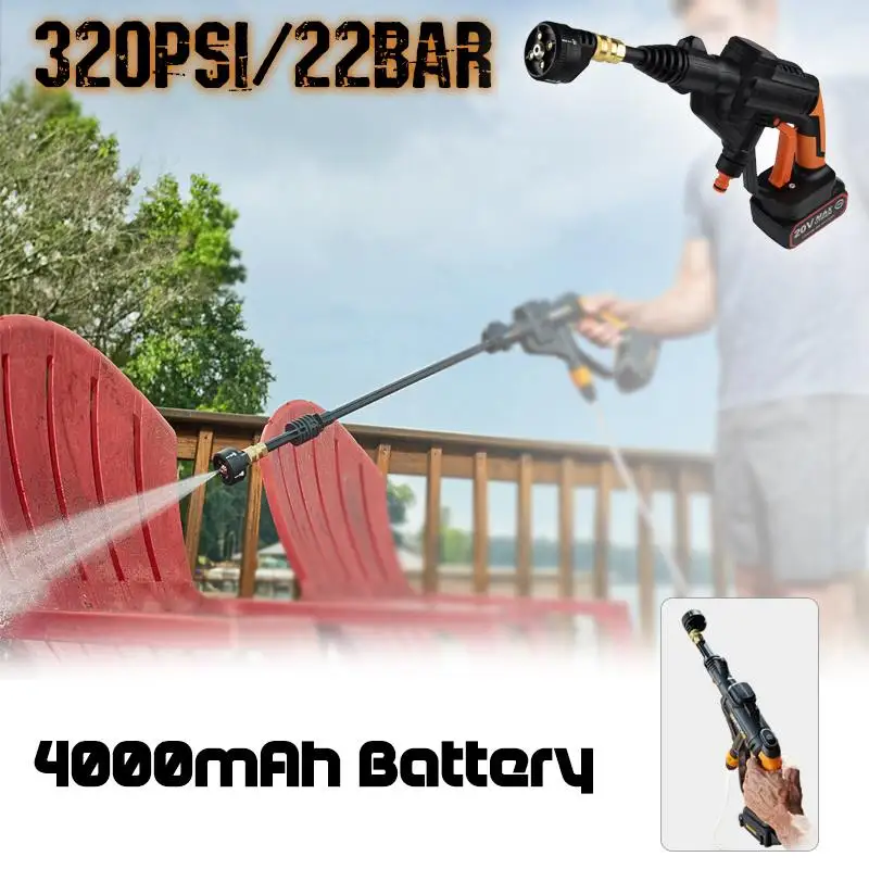 20V 320PSI 4000mA Cordless Car Washer High Pressure Auto Washing Machine Portable Electric Clean Guns Device Vehicle Hose
20V 320PSI 4000mA Cordless Car Washer High Pressure Auto Washing Machine Portable Electric Clean Guns Device Vehicle Hose