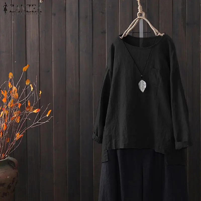 ZANZEA Summer Vintage Cotton Linen Shirt Women Long Sleeve Solid Blouse Female O Neck Loose Tops Chemise Femininas Tunic Blusas
ZANZEA Summer Vintage Cotton Linen Shirt Women Long Sleeve Solid Blouse Female O Neck Loose Tops Chemise Femininas Tunic Blusas