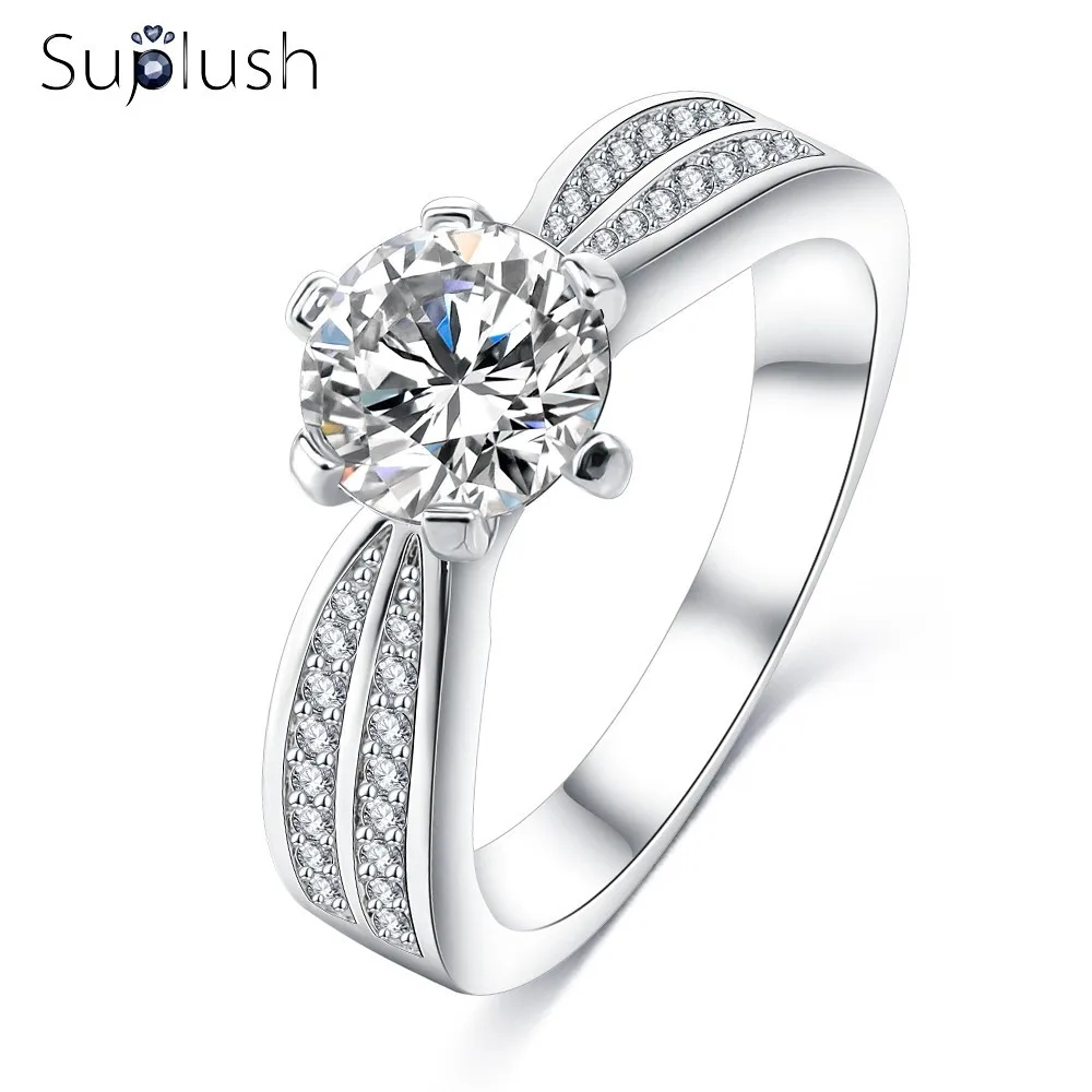 Suplush Wholesale Classic Women Wedding Bands with Clear AAA Cubic Zircon Couple Rings Anillos Engagement Ring Female Gifts
Suplush Wholesale Classic Women Wedding Bands with Clear AAA Cubic Zircon Couple Rings Anillos Engagement Ring Female Gifts
