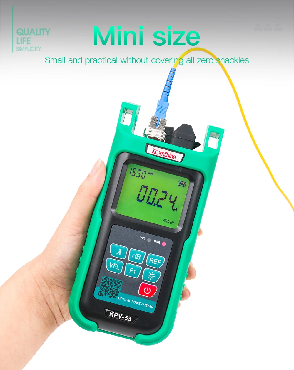 10mw VFL Function Built in High Precision OPM Anti fall Fiber Optic Power Meter KPV-53 with FC UPC Connector
10mw VFL Function Built in High Precision OPM Anti fall Fiber Optic Power Meter KPV-53 with FC UPC Connector