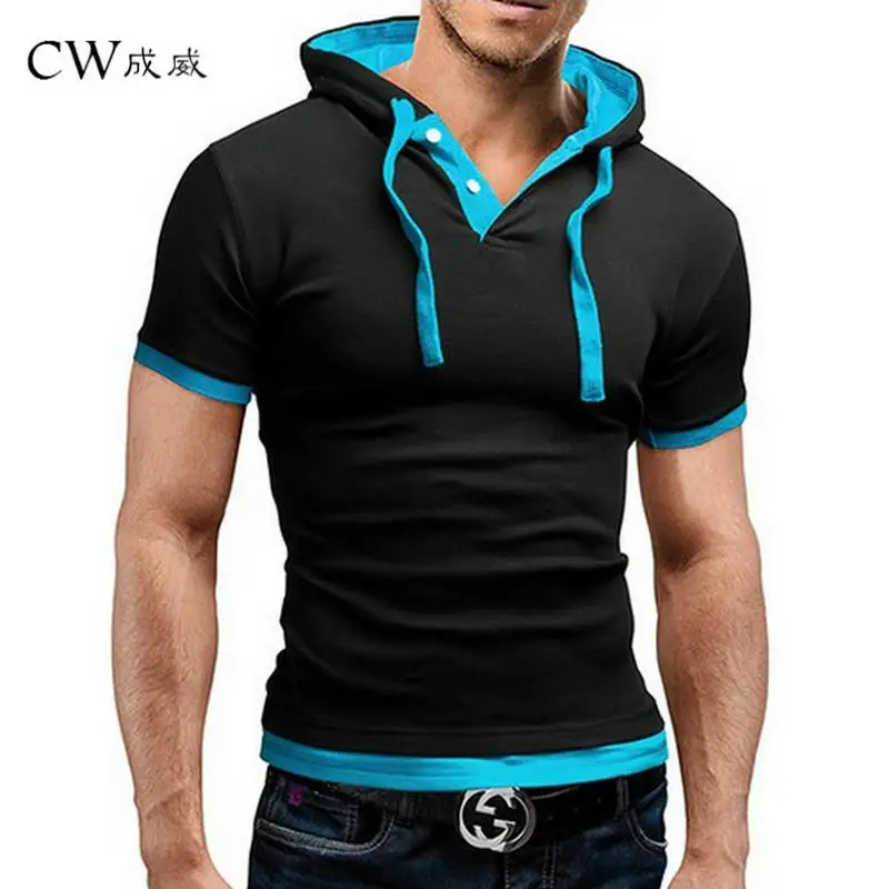 2019 New Men Tshirt Summer Casual Hooded Tees Hot Sale Short Sleeve T-Shirt Homme Slim Fit Elastic Brand Clothing Male T shirt
2019 New Men Tshirt Summer Casual Hooded Tees Hot Sale Short Sleeve T-Shirt Homme Slim Fit Elastic Brand Clothing Male T shirt