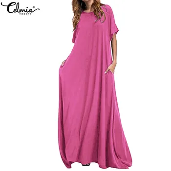 Celmia 2020 Summer Elegant Women Long Party Dress Pockets Casual Loose Female Robe Pleated Maxi Vestidos Plus Size Shirt Dresses
Celmia 2020 Summer Elegant Women Long Party Dress Pockets Casual Loose Female Robe Pleated Maxi Vestidos Plus Size Shirt Dresses