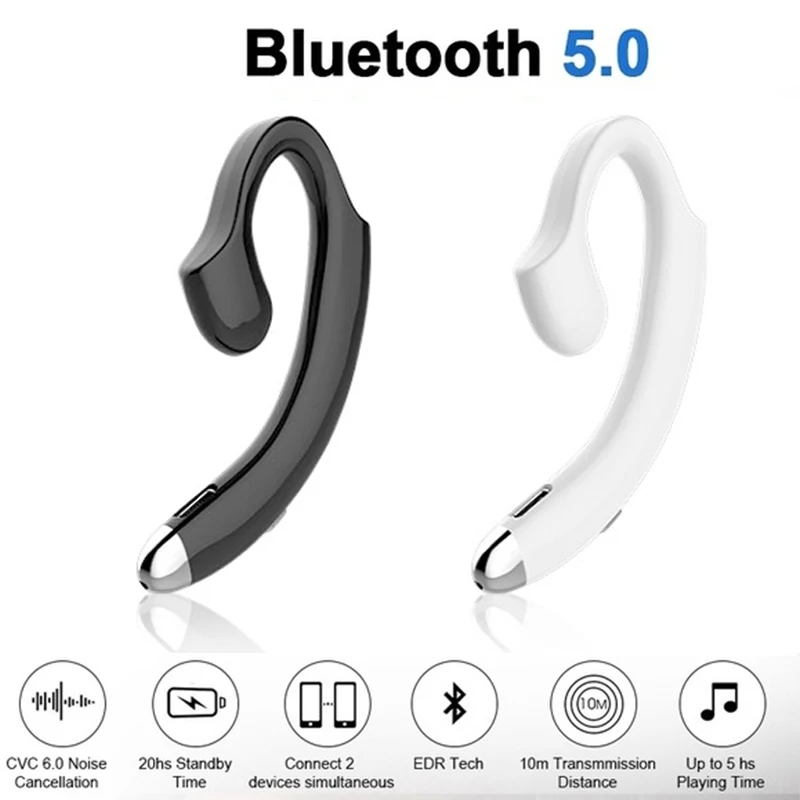 

JR-P2 Bluetooth 5.0 Headphones Single Ear Hold Stereo Mini Car Wireless Headset Earbuds Earphone Lightweight Ear Hook