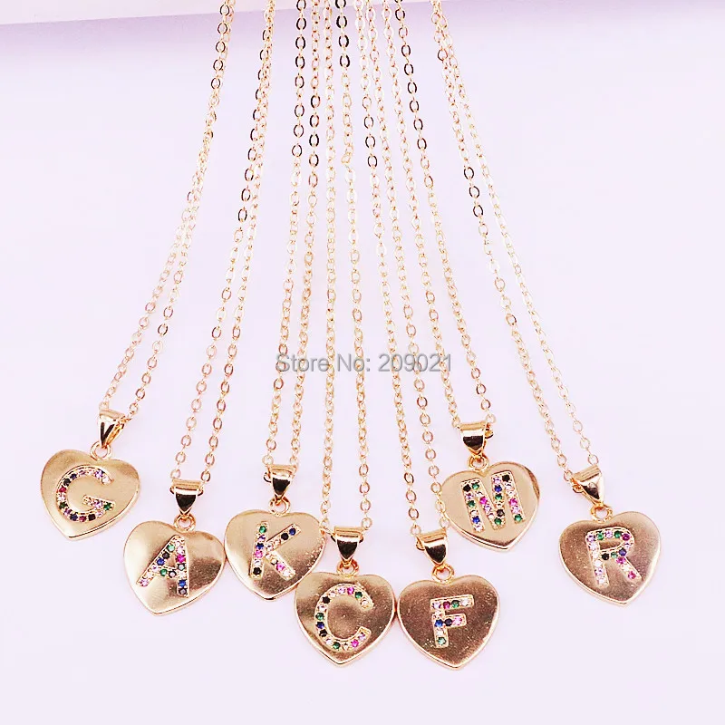 10Pcs New Trendy Gold Color Rainbow Cubic Zirconia A to Z Initials Letter Heart Shape Pendant Charms Necklaces For Women Jewelry
10Pcs New Trendy Gold Color Rainbow Cubic Zirconia A to Z Initials Letter Heart Shape Pendant Charms Necklaces For Women Jewelry