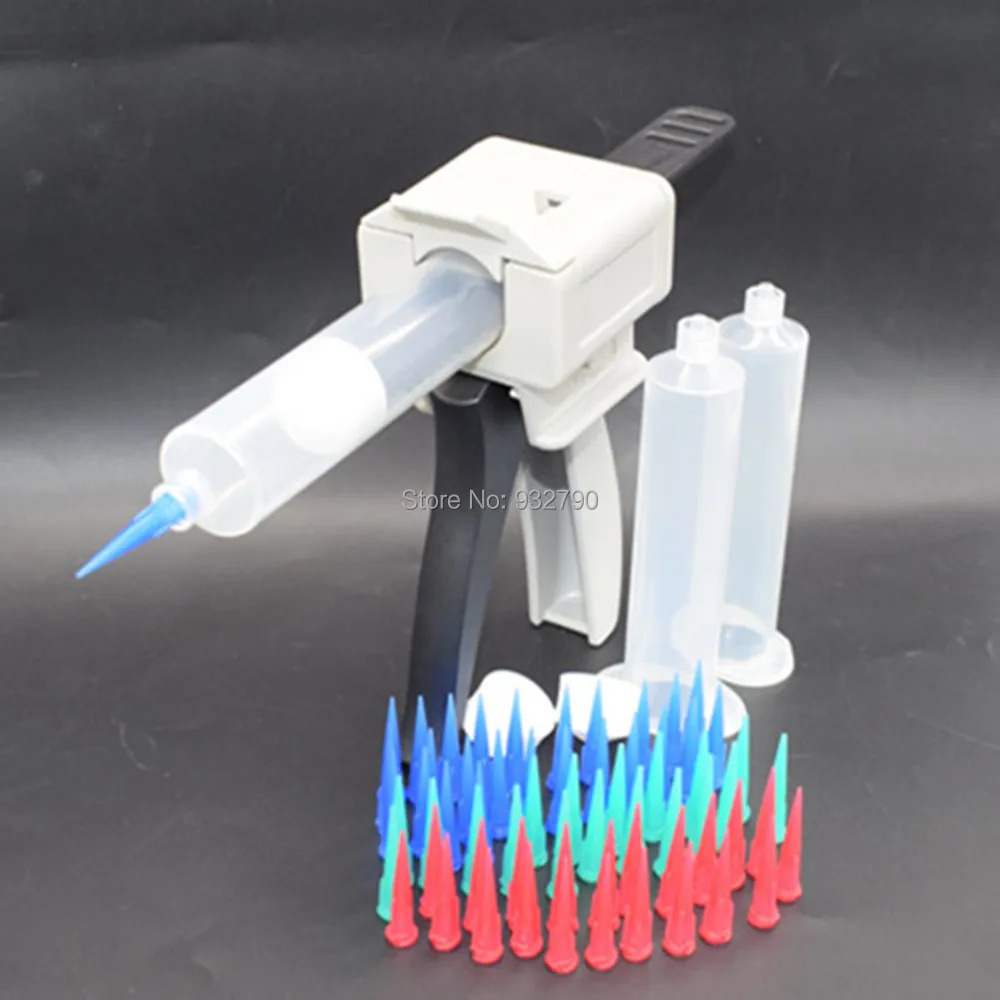 

30cc Dispensing 1 Part Mixing Gun Glue Manual Applicator + 3pcs 30cc Syringe Barrel + 300pcs 18G 22G 25G Glue Dispensing Needle