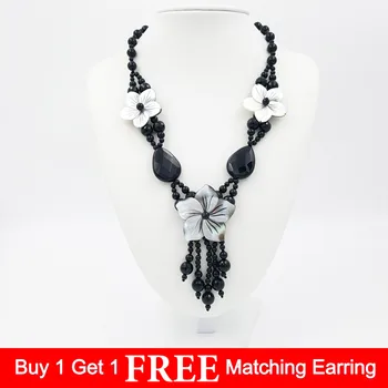 Natural Stone Black Agate,Shell Flowers Handmade Tassel Necklace Fashion Women Jewelry
Natural Stone Black Agate,Shell Flowers Handmade Tassel Necklace Fashion Women Jewelry