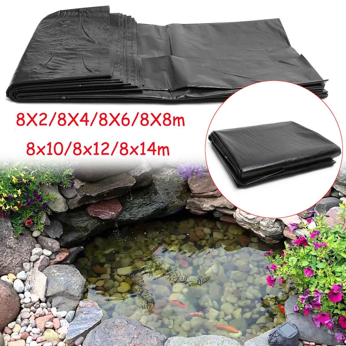 HDPE Fish Pond Liner Waterproof Membrane 8x14m / 8x12m / 8x10m / 8x8m / 8x6m/ 8x4m Garden Pond Landscaping Pool Thick Liner
HDPE Fish Pond Liner Waterproof Membrane 8x14m / 8x12m / 8x10m / 8x8m / 8x6m/ 8x4m Garden Pond Landscaping Pool Thick Liner
