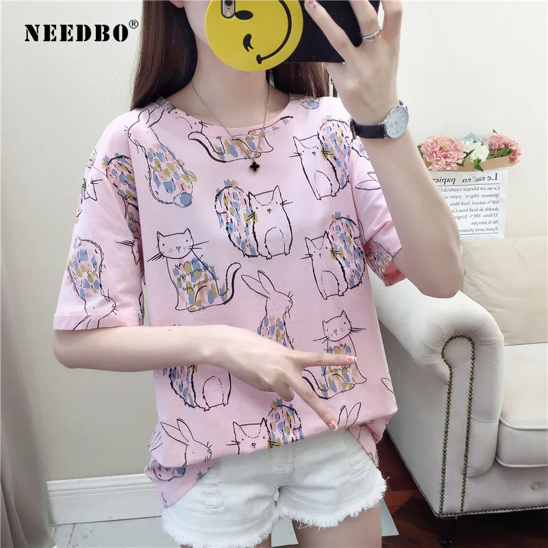 T Shirt Women New Arrivals Cartoon Tee Shirt Femme Style Korean Short Sleeve O-neck T-shirt Women White Cute Cat Printed Tops
T Shirt Women New Arrivals Cartoon Tee Shirt Femme Style Korean Short Sleeve O-neck T-shirt Women White Cute Cat Printed Tops