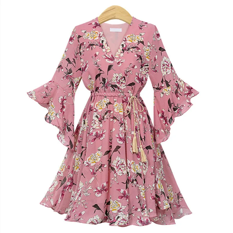 Plus Size 4xl Women Elegant Chiffon Dresses V-neck Ruffle Sleeve Ladies Vintage Print Beach Dress Vestidos 2019 New GRNSHTS
Plus Size 4xl Women Elegant Chiffon Dresses V-neck Ruffle Sleeve Ladies Vintage Print Beach Dress Vestidos 2019 New GRNSHTS