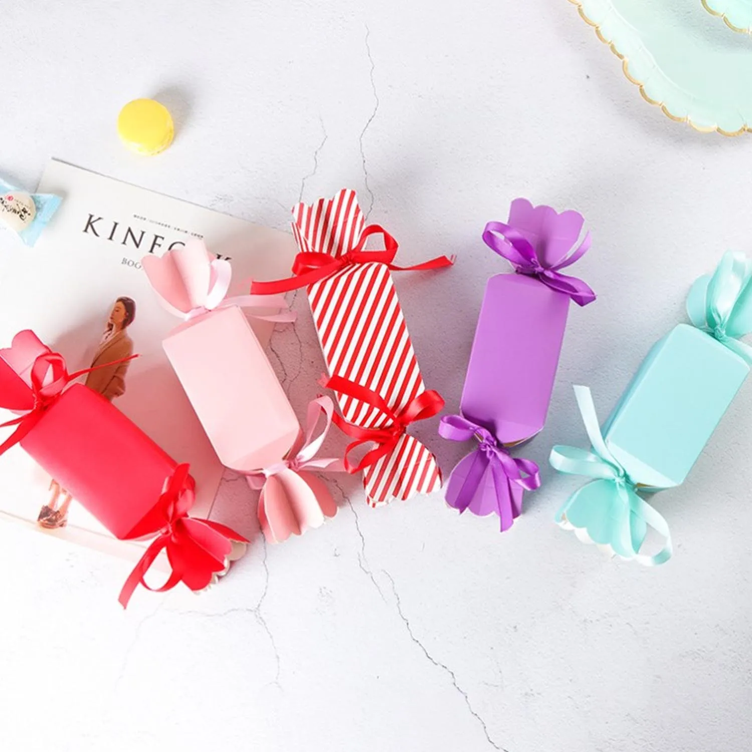 Behogar 50pcs Assorted Colors Cute Wedding Favor Gifts Candy Boxes with Ribbons for Wedding Birthday Baby Shower Party Supplies
Behogar 50pcs Assorted Colors Cute Wedding Favor Gifts Candy Boxes with Ribbons for Wedding Birthday Baby Shower Party Supplies