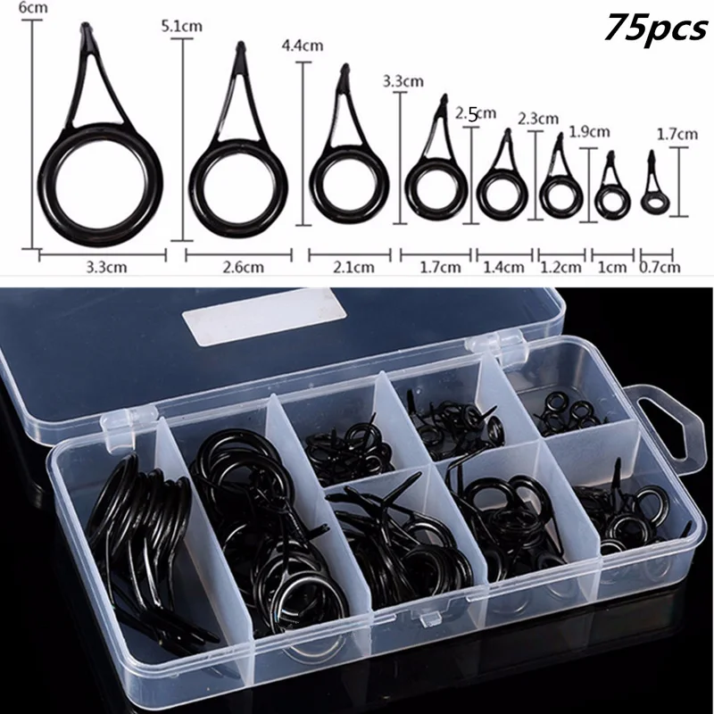 75x Rod Repair Kit Mixed Size Fishing Rod Guides Line Ring For Building & Repair
75x Rod Repair Kit Mixed Size Fishing Rod Guides Line Ring For Building & Repair
