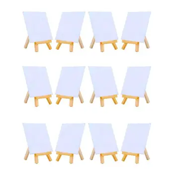 4 By 4 Inch Mini Canvas And 8*16cm Mini Wood Easel Set For Painting Drawing School Student Artist Supplies, 12 Pack 
4 By 4 Inch Mini Canvas And 8*16cm Mini Wood Easel Set For Painting Drawing School Student Artist Supplies, 12 Pack