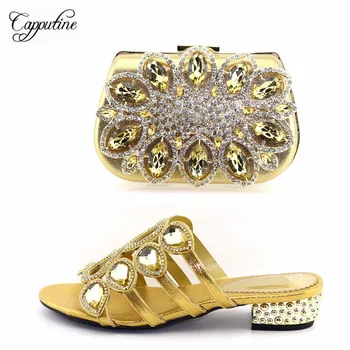 Hot Selling Italian Style PU With Rhinestone Low Heels Shoes And Bag Set African Woman Shoes And Bag Set For Party TX-741
Hot Selling Italian Style PU With Rhinestone Low Heels Shoes And Bag Set African Woman Shoes And Bag Set For Party TX-741