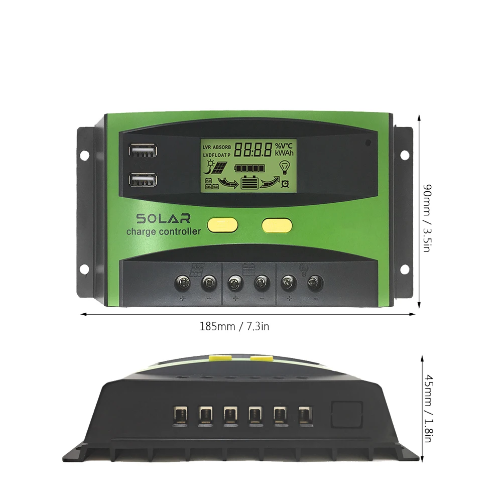 12/24V Dual USB Solar Charge Controller Switch LCD Display Solar Panel Regulator Charge Controller for Solar Light Lamp
12/24V Dual USB Solar Charge Controller Switch LCD Display Solar Panel Regulator Charge Controller for Solar Light Lamp