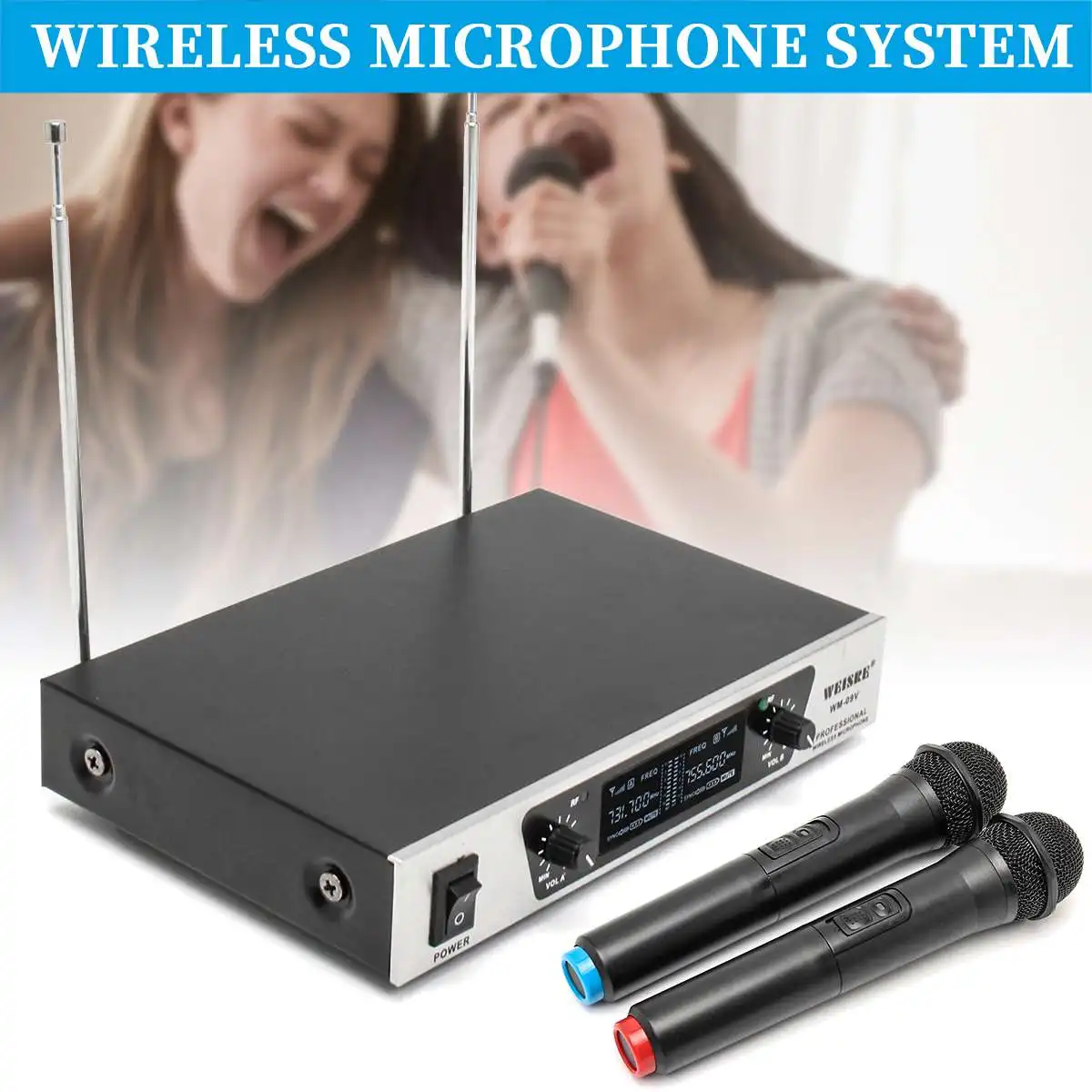 2PCS Microphones VHF Wireless 2 Channel Dual Handheld Microphone Mic System Audio KTV Karaoke Home Party Music Speech Microphone
2PCS Microphones VHF Wireless 2 Channel Dual Handheld Microphone Mic System Audio KTV Karaoke Home Party Music Speech Microphone