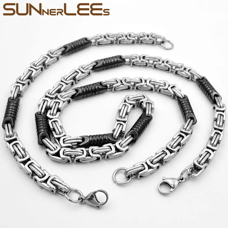 SUNNERLEES Fashion Jewelry Stainless Steel Necklace Bracelet Set 7mm Geometric Link Chain Silver Black Gold For Men Women SC91 S 
SUNNERLEES Fashion Jewelry Stainless Steel Necklace Bracelet Set 7mm Geometric Link Chain Silver Black Gold For Men Women SC91 S