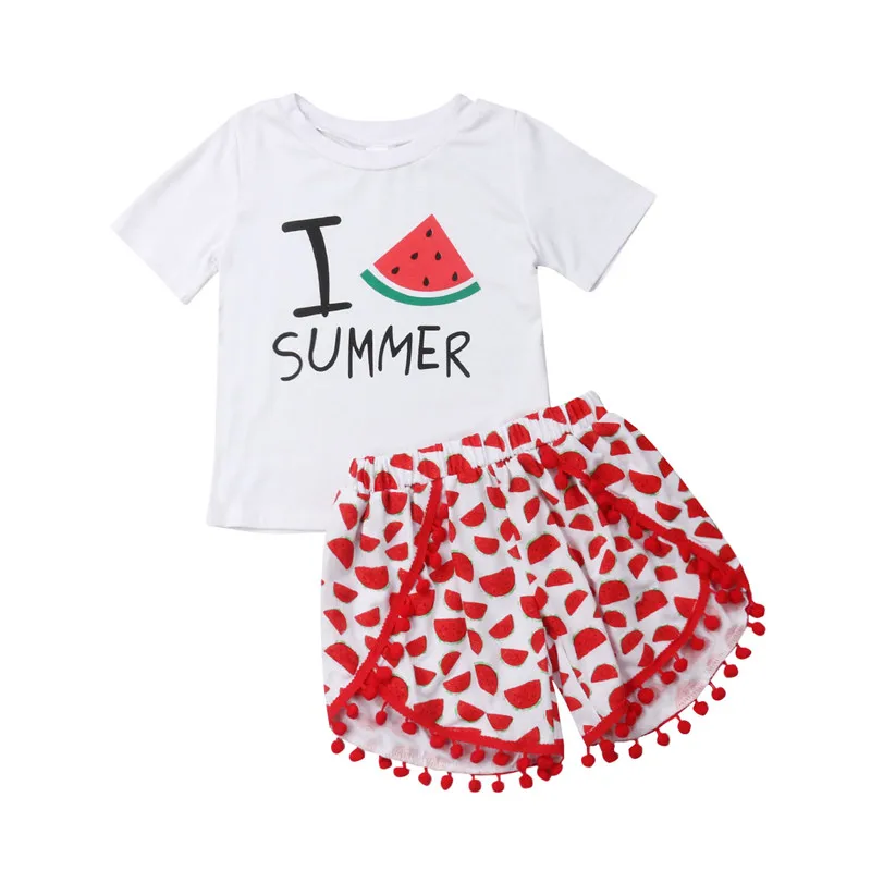 Cute Brand 2019 Girl Summer Outfits Infant Kid Short Sleeve Tshirt Shorts 2pcs Clothes Set Cotton watermelon Print Tshirt
Cute Brand 2019 Girl Summer Outfits Infant Kid Short Sleeve Tshirt Shorts 2pcs Clothes Set Cotton watermelon Print Tshirt