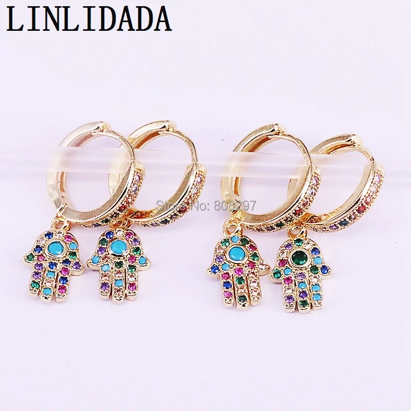 8Pair Wholesale New Fashion Arrival Sparkly rainbow cz paved hamsa hand charm dangel earrings
8Pair Wholesale New Fashion Arrival Sparkly rainbow cz paved hamsa hand charm dangel earrings