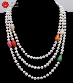 Qingmos Long 60" White Pearl Necklace for Women with 6-7mm White Round Pear & Multicolor Drop Turquoises Necklace Jewelry
Qingmos Long 60" White Pearl Necklace for Women with 6-7mm White Round Pear & Multicolor Drop Turquoises Necklace Jewelry