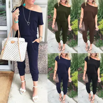 Hirigin Women's New Shoulder Angle Short Sleeve Solid Jumpsuit Long Pant Casual Leg Trouser
Hirigin Women's New Shoulder Angle Short Sleeve Solid Jumpsuit Long Pant Casual Leg Trouser