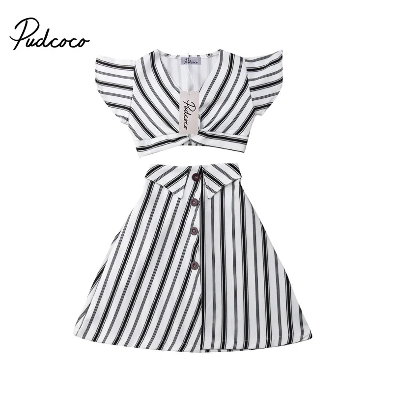 pudcoco New Fashion girl Clothes set summer black and white striped crop tops skirt bebe girls Cotton outfits Clothing suit 3-8Y
pudcoco New Fashion girl Clothes set summer black and white striped crop tops skirt bebe girls Cotton outfits Clothing suit 3-8Y
