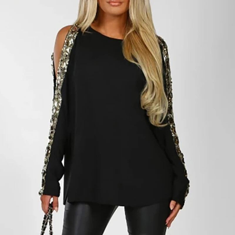 Plus Size Long Sleeve Shirt Women Sequin Hollow Sleeve T-shirts Ladies Top Spring Loose Casual Tee Tops New
Plus Size Long Sleeve Shirt Women Sequin Hollow Sleeve T-shirts Ladies Top Spring Loose Casual Tee Tops New