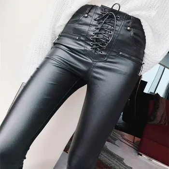 2019 New High Waist Women PU Leather Pants Fashion Lace Up Pencil Pants Slim Black Biker Leather Pants Tights Faux Pu Trousers
2019 New High Waist Women PU Leather Pants Fashion Lace Up Pencil Pants Slim Black Biker Leather Pants Tights Faux Pu Trousers
