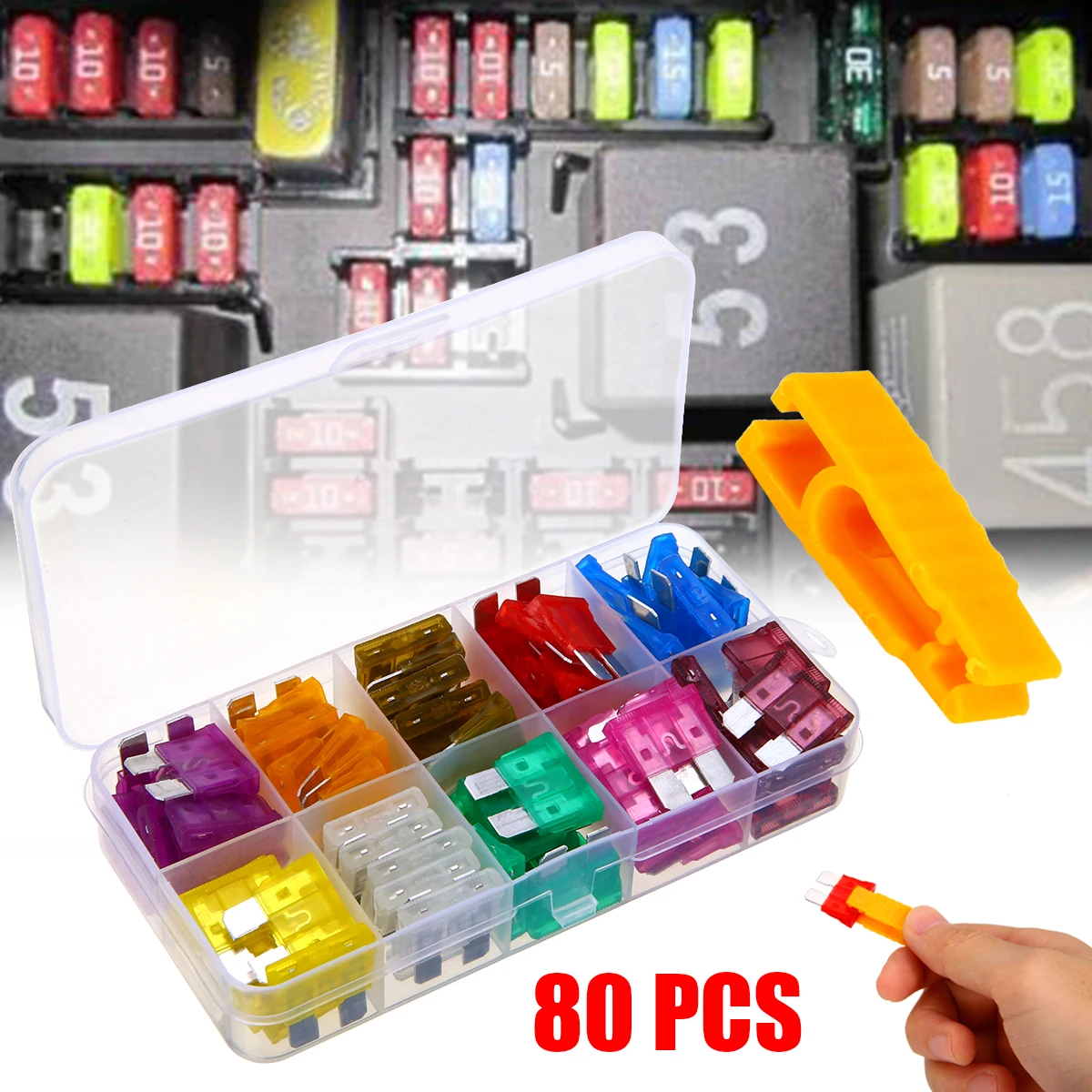 Mayitr 80pcs/kit 12V Standard Blade Car Fuses Fuse 3A 5A 7.5A 10A 15A 20A 25A 30A 35A 40A Assorted Set with 1pc Pulle
Mayitr 80pcs/kit 12V Standard Blade Car Fuses Fuse 3A 5A 7.5A 10A 15A 20A 25A 30A 35A 40A Assorted Set with 1pc Pulle