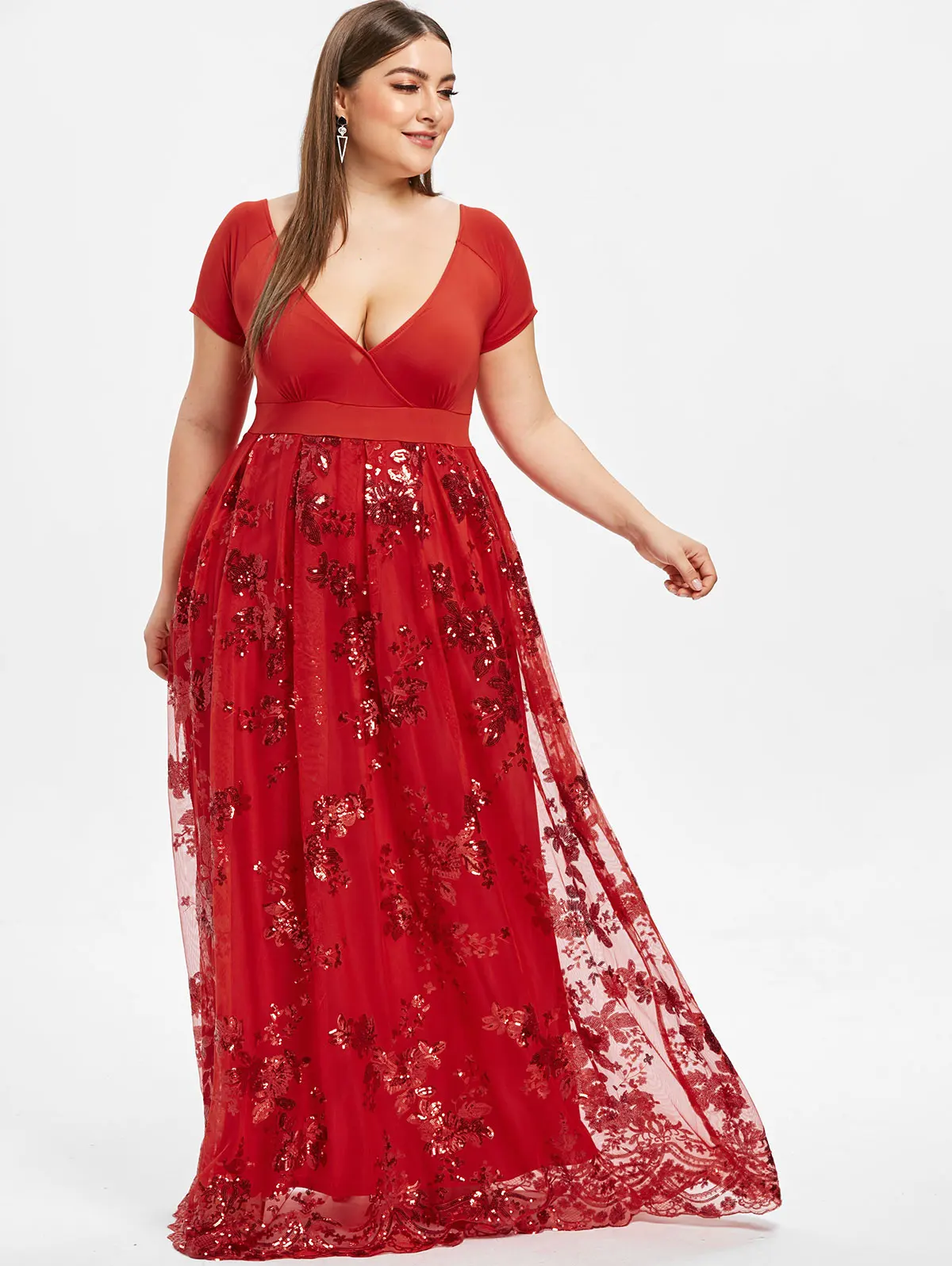 Wipalo Plus Size Dress Women Sexy Deep V Neck Short Sleeves Floral Sparkly Maxi Dresses Elegant Party Dress Mujer Robe Vestidos
Wipalo Plus Size Dress Women Sexy Deep V Neck Short Sleeves Floral Sparkly Maxi Dresses Elegant Party Dress Mujer Robe Vestidos