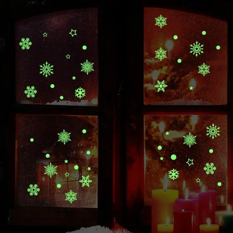 Фото Merry Christmas Decals Decorations Home Luminous Snowflake Door Santa Claus Natal Navidad Background Removable Sticker S3 | Дом и сад