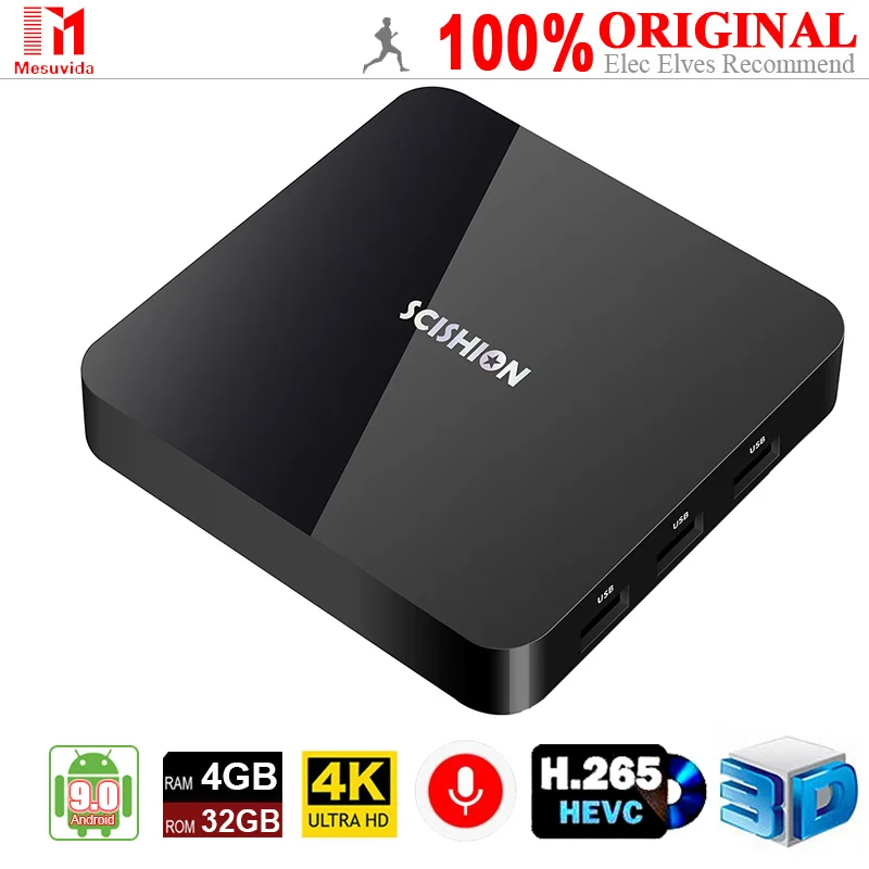 SCISHION AI 2 TV Box (Android 9.0, RK3328 CPU, Quad core Cortex-A53, Mali 450 MP2 GPU, 4G/32G, 2.4GHz WiFi, 100Mbps, 4K HDR, 3D)
SCISHION AI 2 TV Box (Android 9.0, RK3328 CPU, Quad core Cortex-A53, Mali 450 MP2 GPU, 4G/32G, 2.4GHz WiFi, 100Mbps, 4K HDR, 3D)